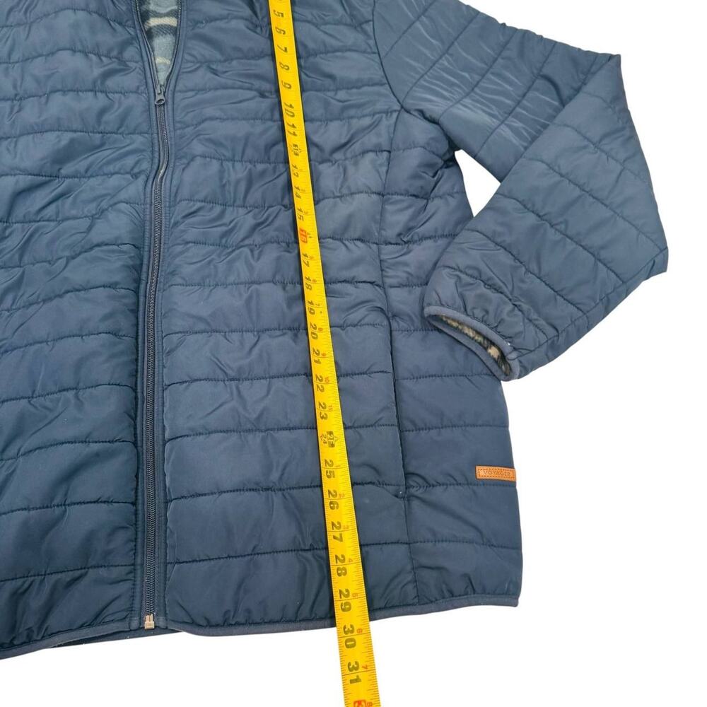 Voyager Mens XXL Quilted Puffer Jacket Navy Plaid Fleece Lined Full Zip Warm - Picture 3 of 6